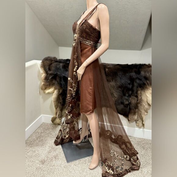 Chic Asymmetric Design, Beaded & Sequined Evening Dress - Picture 7 of 15